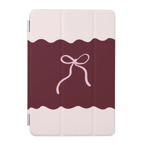 Minimalist Burgundy Bow Spiral Notebook iPad Mini Cover