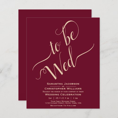 Minimalist Burgundy BUDGET Wedding Invitation