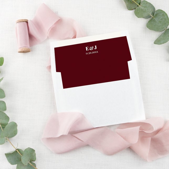 Minimalist Burgundy Envelope Liner (Add a touch of elegance with our burgundy monogrammed envelope liner. Perfect for any letter!)