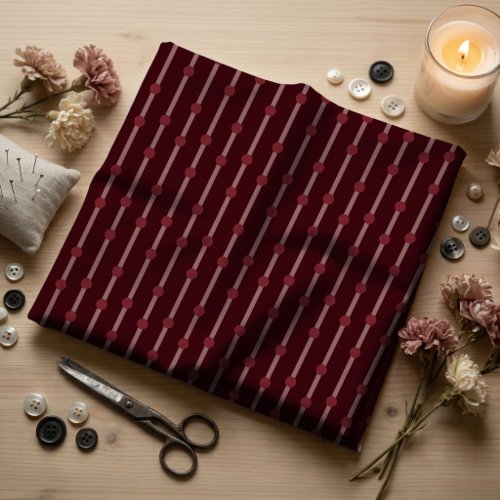 Minimalist Burgundy Geometric Dots and Stripes Fabric