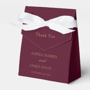 Minimalist Burgundy Gold Modern Elegant Wedding  Favor Boxes