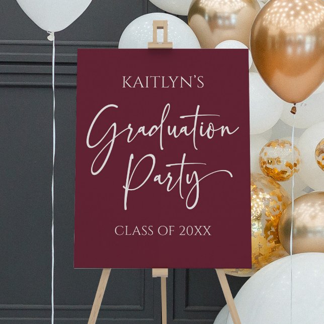Minimalist Burgundy Graduation Party Welcome Sign (Creator Uploaded)