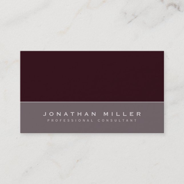 Minimalist Burgundy & Gray | Professional Business Card (Front)