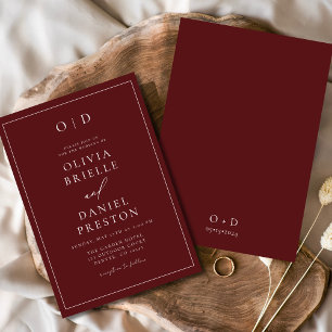 Minimalist Burgundy Modern Calligraphy Wedding Invitation
