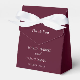 Minimalist Burgundy Modern Elegant Wedding  Favor Boxes