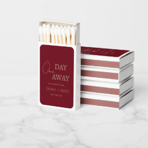 Minimalist Burgundy One Day Away Wedding Matchboxes