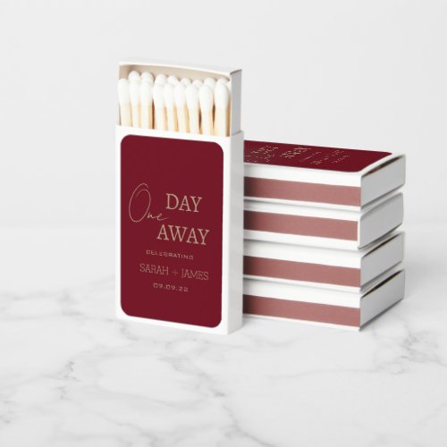 Minimalist Burgundy One Day Away Wedding  Matchboxes