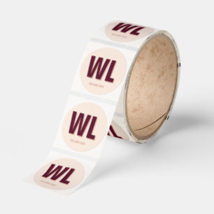 Minimalist Burgundy Pink Personalized Monogram  Classic Round Sticker