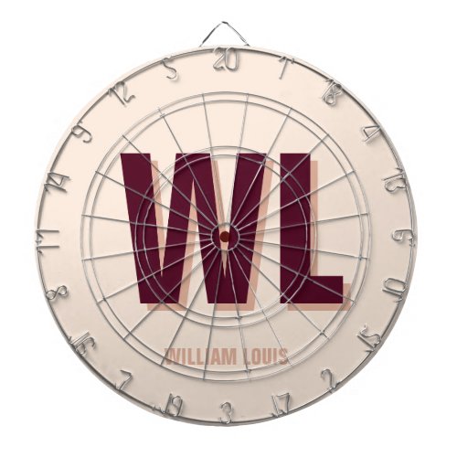 Minimalist Burgundy Pink Personalized Monogram  Dart Board