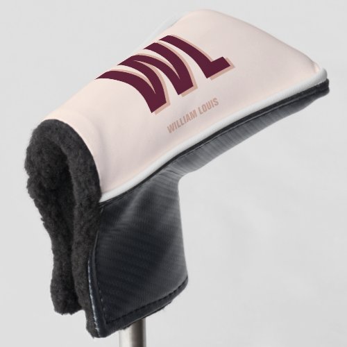 Minimalist Burgundy Pink Personalized Monogram  Golf Head Cover