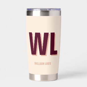 Minimalist Burgundy Pink Personalized Monogram Insulated Tumbler