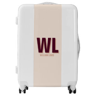 Minimalist Burgundy Pink Personalized Monogram Luggage