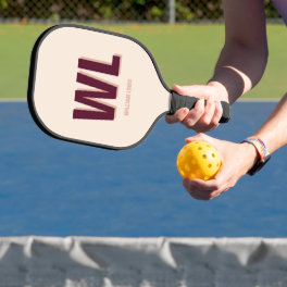 Minimalist Burgundy Pink Personalized Monogram Pickleball Paddle