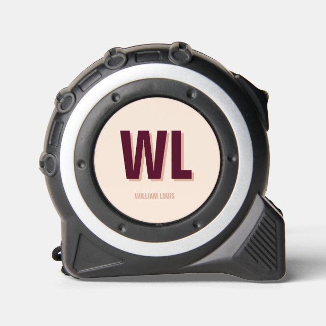Minimalist Burgundy Pink Personalized Monogram  Tape Measure (Front)