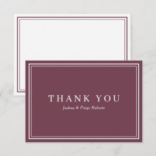 Minimalist Burgundy Red Elegant Custom Thank You Card