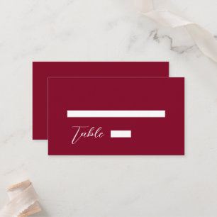 Minimalist Burgundy Red & White Simple Wedding Place Card