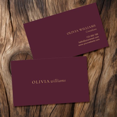 Minimalist Burgundy Simple Professional Business Card