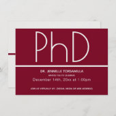 Minimalist Burgundy Virtual PhD Graduation Party Invitation (Front/Back)