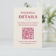 Minimalist Burgundy Wedding Details Enclosure Card