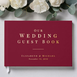 Minimalist Burgundy Wedding Foil Guest Book