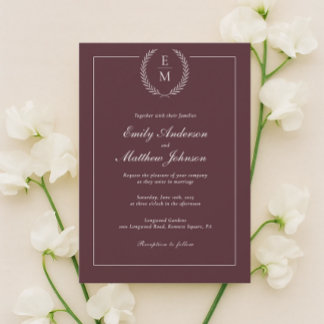 Minimalist Burgundy Wedding Invitation