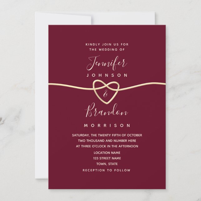 Minimalist Burgundy Wedding Invitation (Front)