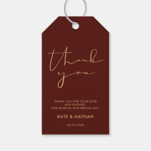Minimalist Burgundy Wedding Thank You Favor Tags