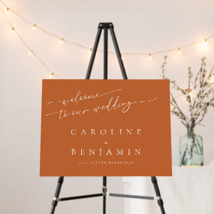 Minimalist Burnt Orange Script Wedding Welcome Foam Board