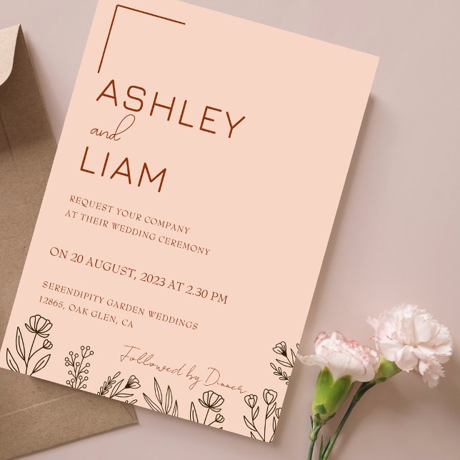 Minimalist Burnt Orange Terracotta Wedding Invitation (Minimalist Burnt Orange Terracotta Wedding Invitation)