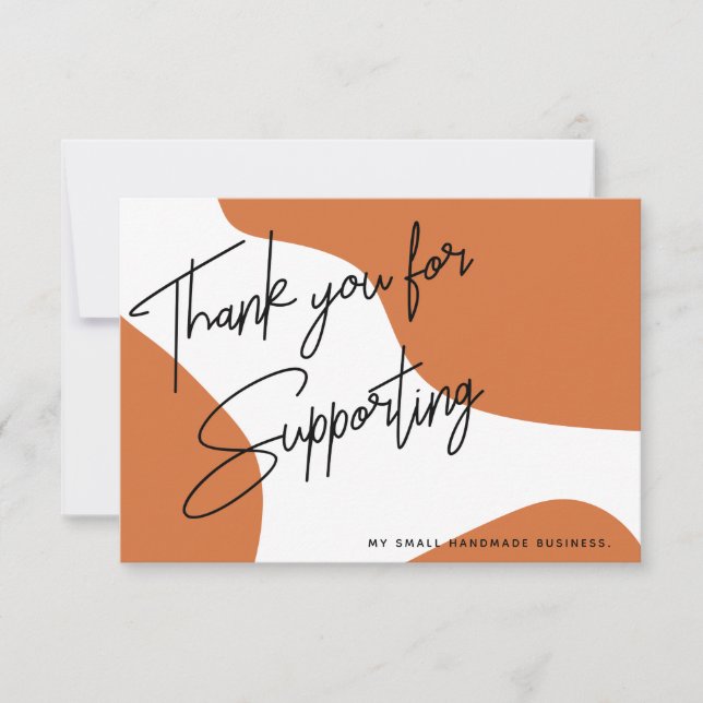 Minimalist Burnt Orange Thank You Business Card (Front)