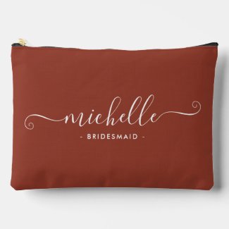 Minimalist Burnt Umber Personalized Bridesmaid