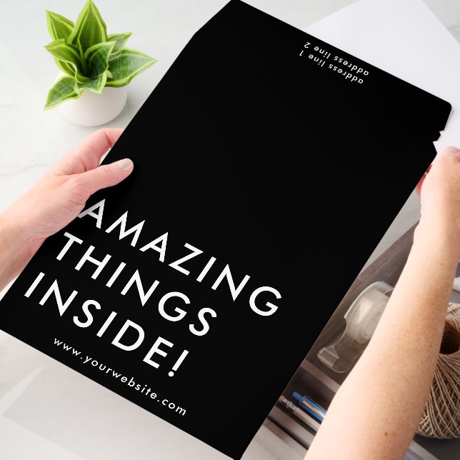 Minimalist Business Amazing Things Inside Black Envelope Mailers (Desk)
