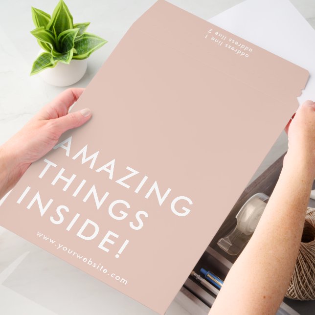 Minimalist Business Amazing Things Inside Pink Envelope Mailers (Desk)