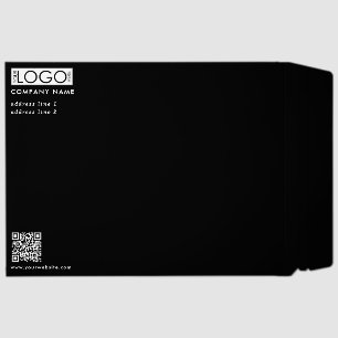 Minimalist Business Business Logo QR Code Black Envelope Mailers