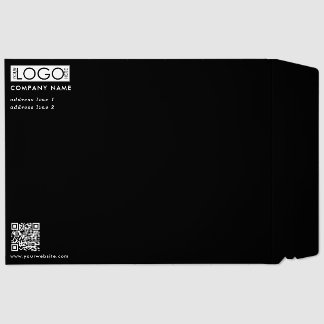 Minimalist Business Business Logo QR Code Black Envelope Mailers