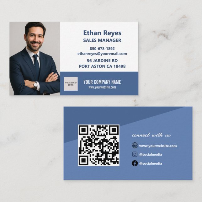 Minimalist Business Card QR Code Social Medias (Front/Back)