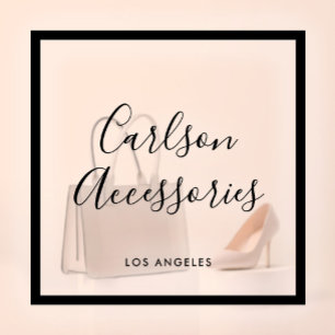 Minimalist Business Chic Script Black Transparent Window Cling