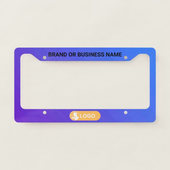 Minimalist Business Company Custom Text & Logo License Plate Frame (Front)