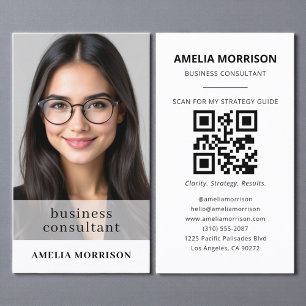 Minimalist Business Consultant QR Code Photo  Card