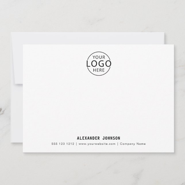 Minimalist Business Custom Logo Professional Note Card (Front)