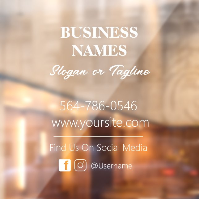 Minimalist Business Details Contacts Window Cling (Sheet 2)