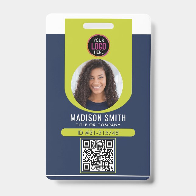  Minimalist Business Employee QR B Badge (Front)