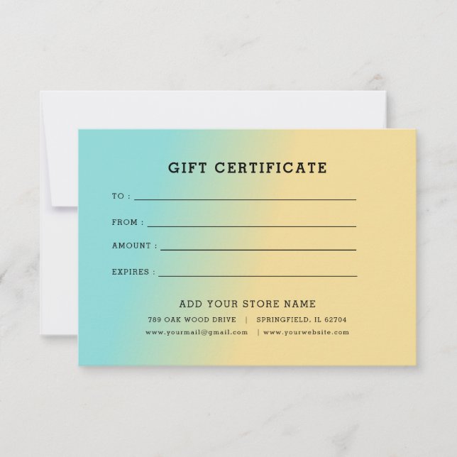 Minimalist Business Gift Certificate with Logo (Front)