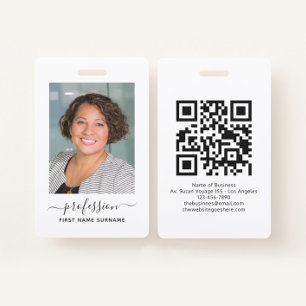 Minimalist Business ID with Photo and QR Code Badge