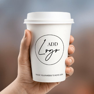 Minimalist Business Logo Black White Company Event Paper Cups