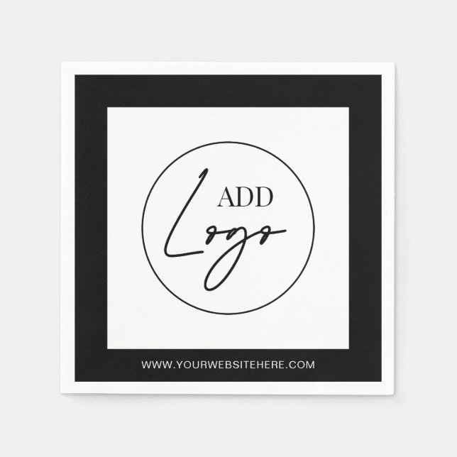 Minimalist Business Logo Black & White Corporate Napkins (Front)