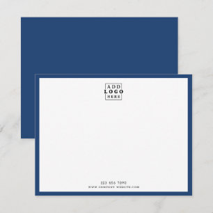 Minimalist Business Logo Company Contact Blue   Note Card