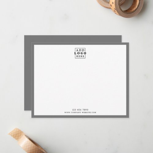 Minimalist Business Logo Company Contact Gray Note Card