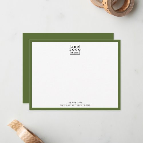 Minimalist Business Logo Company Contact Olive Note Card