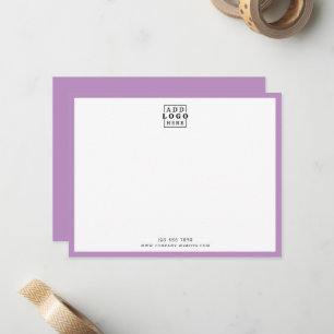 Minimalist Business Logo Company Contact Purple Note Card